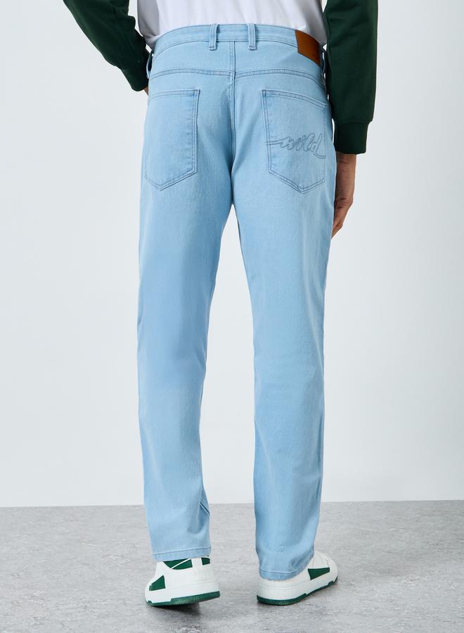 Styli Men Blue Relaxed Fit Washed Jeans - Image 3